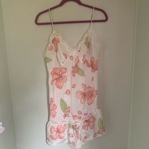 Vintage Valentino Polka Dot Floral Print Silky Lingerie Short Slip Dress